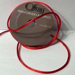 Red Rat Tail Cord Trim Ribbon 12 Rolls Offray Crafts Scrapbook Gift Wrap 1/8"